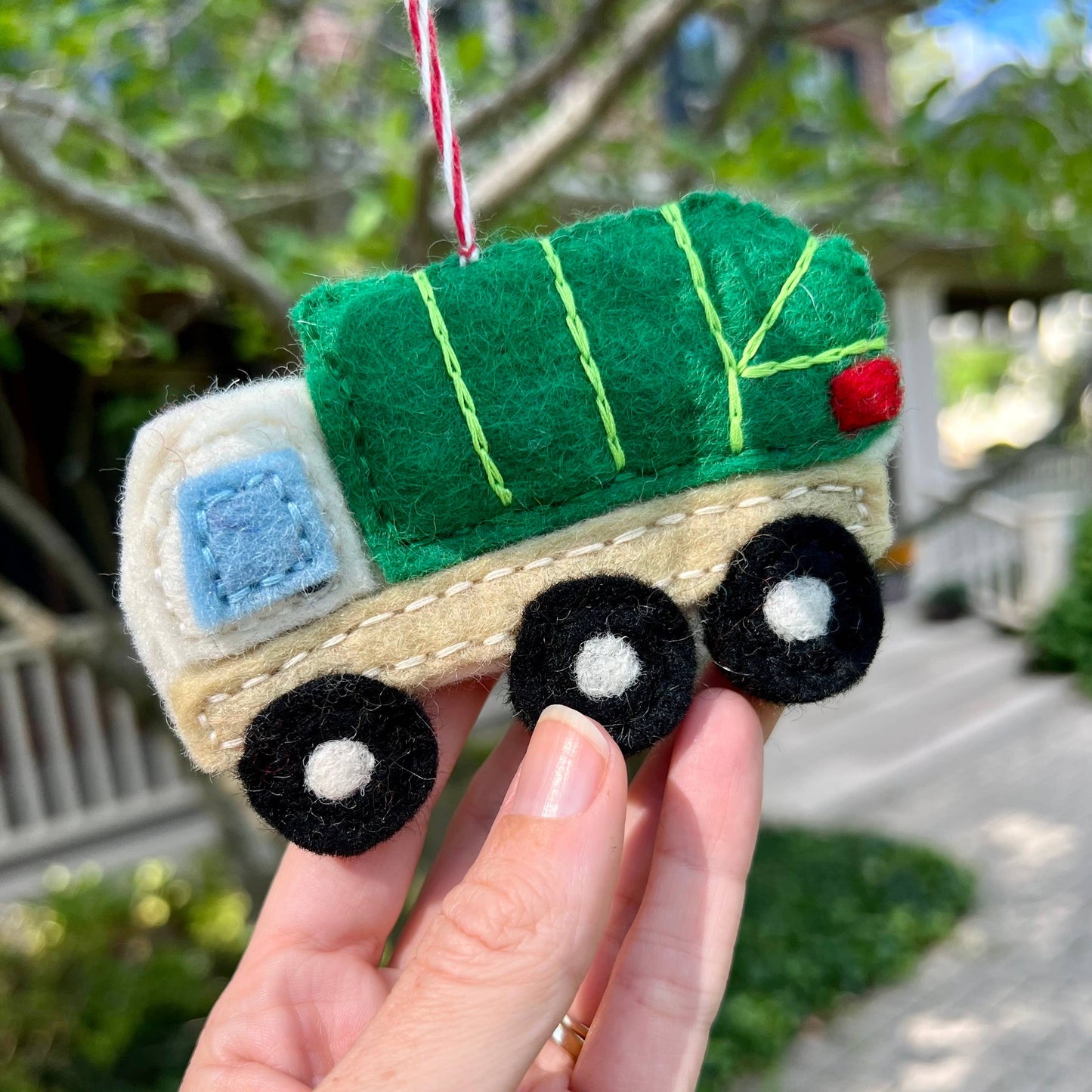 Garbage Truck Felt Wool Christmas Ornament
