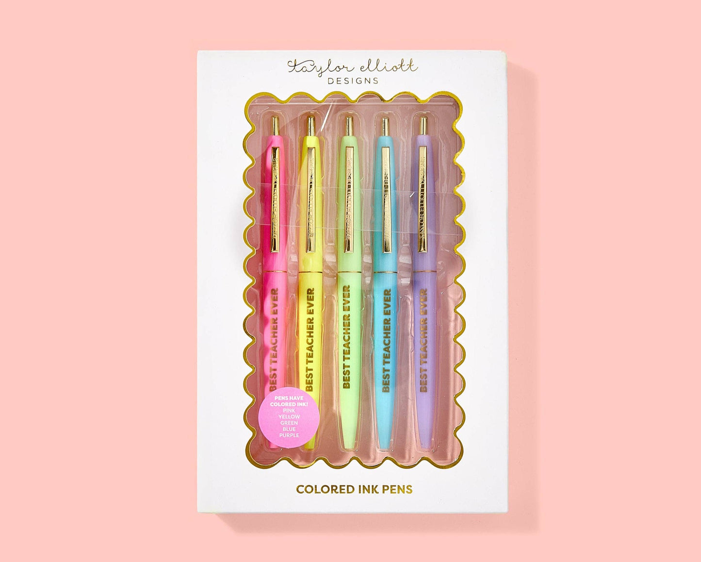Pen Set - Motivational - "Best Teacher Ever" - 5 Piece Set