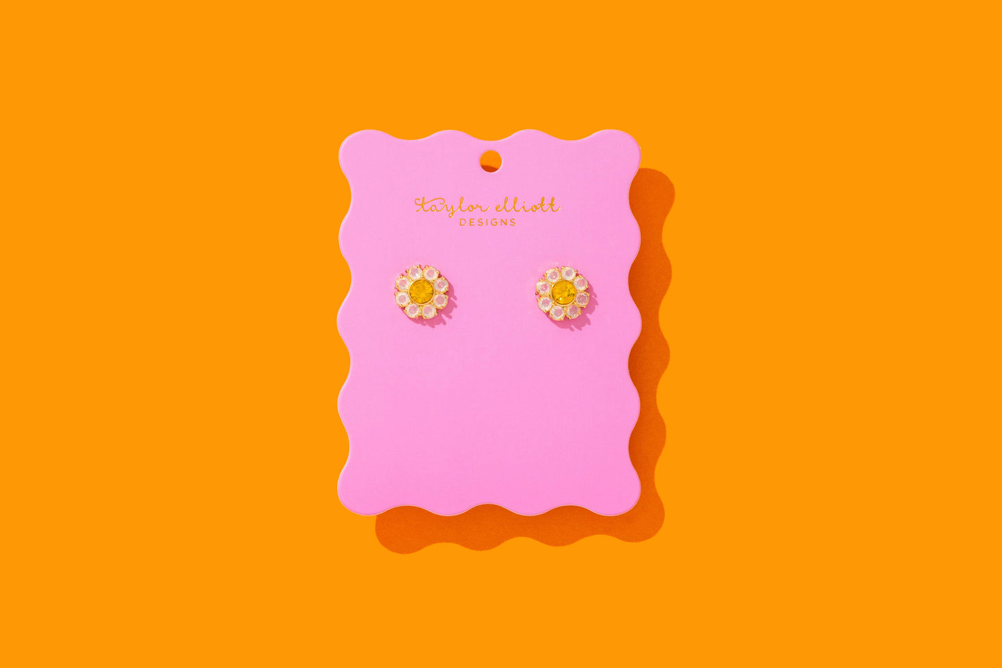 Stud Earrings - Flowers w/ Yellow Gems - Caroline