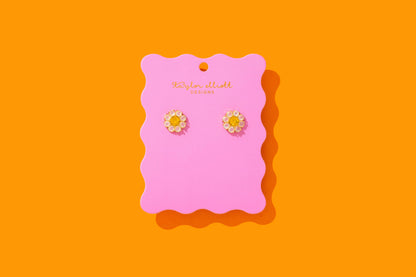 Stud Earrings - Flowers w/ Yellow Gems - Caroline
