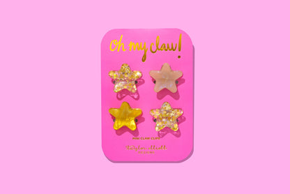 Claw Hair Clips - Mini - Assorted Gold Stars - 4 Piece Set