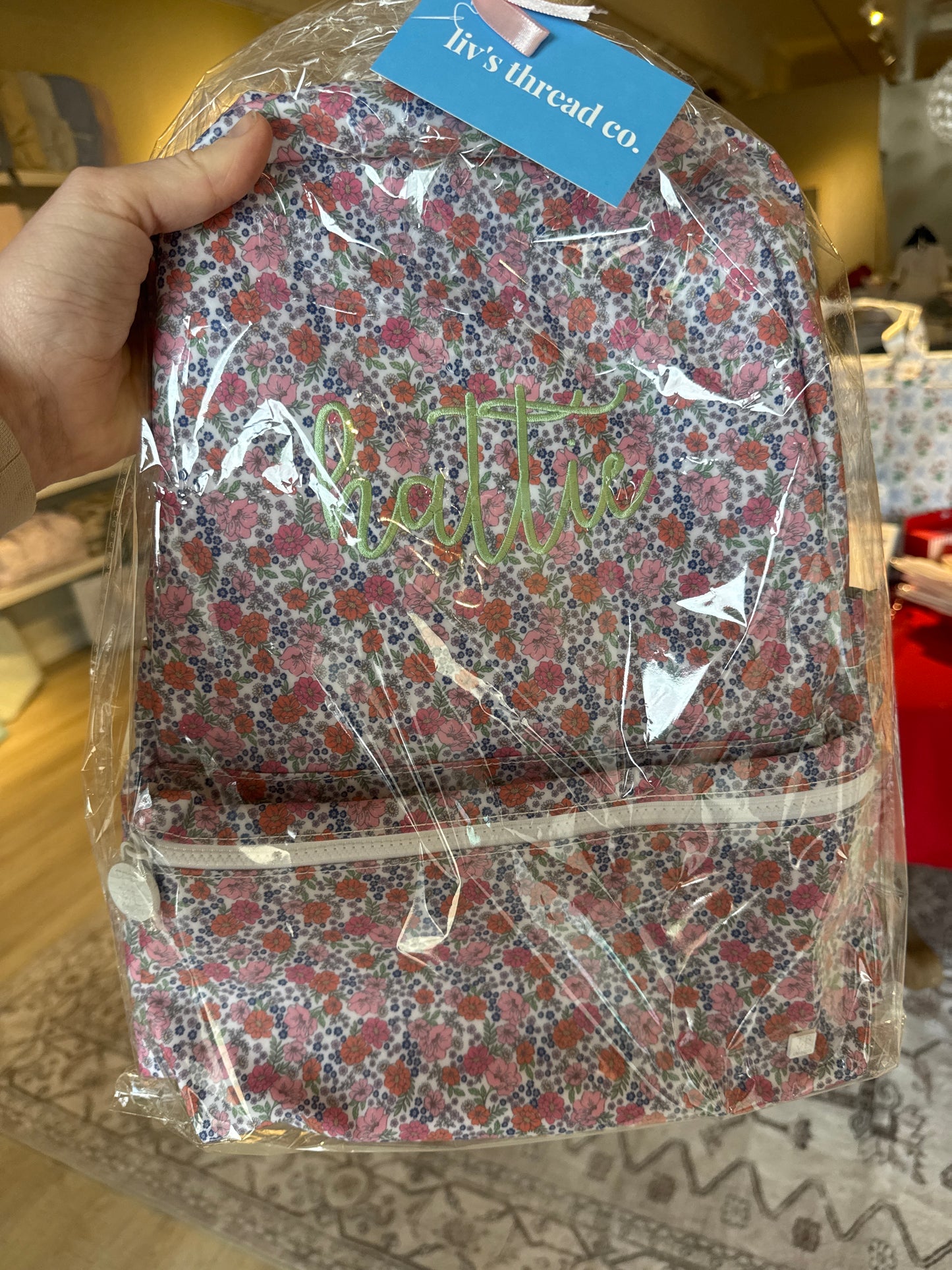 Garden Floral Backpacker “hattie” embroidery