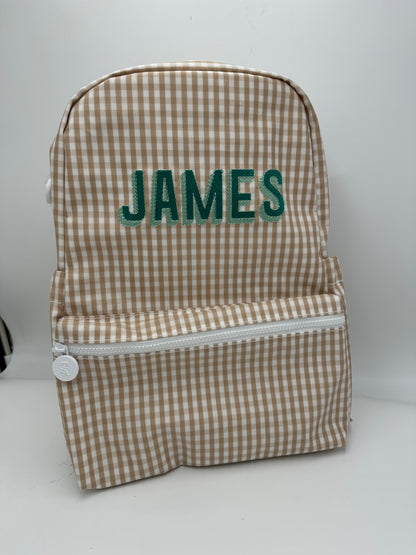 BACKPACKER - GINGHAM KHAKI Backpack by TRVL Designs