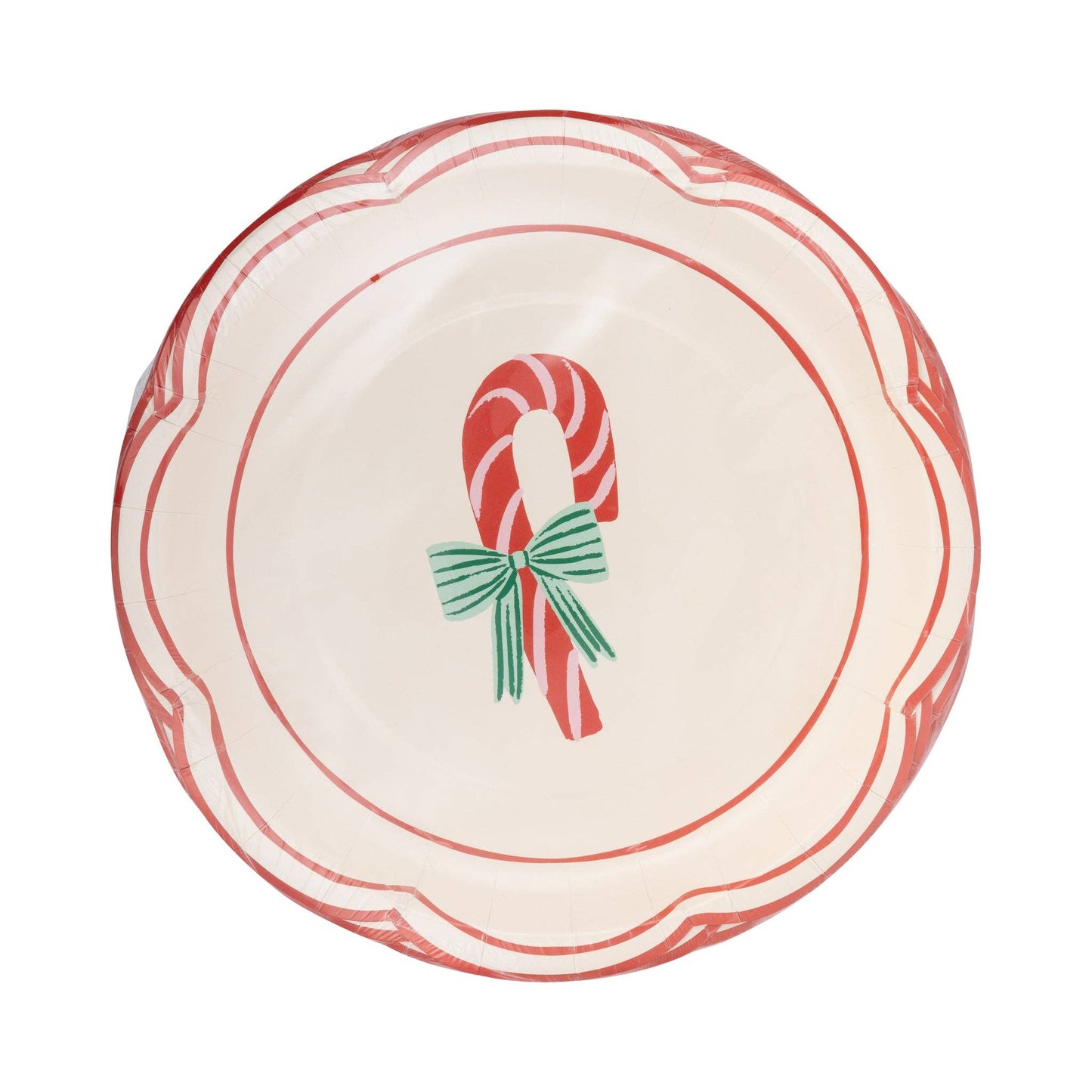 Round Candy Cane Paper Plate