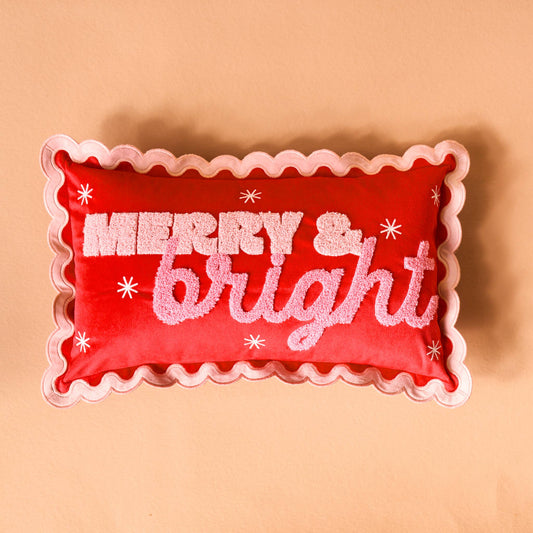 Scalloped Rectangle Throw Pillow-Merry & Bright