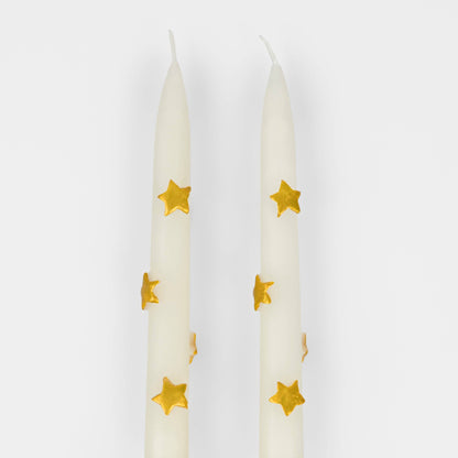 Gold Star Taper Candles