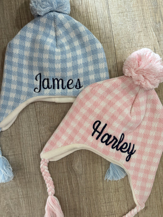 Fleece-Lined Gingham Winter Hat (PREORDER eta August)