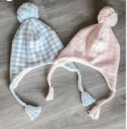 Fleece-Lined Gingham Winter Hat (PREORDER eta August)