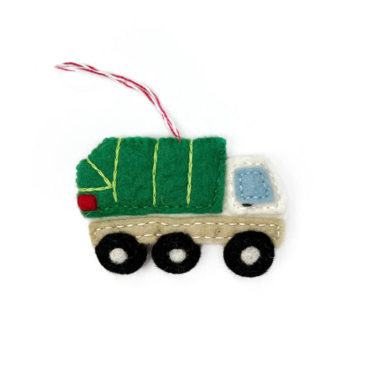 Garbage Truck Felt Wool Christmas Ornament