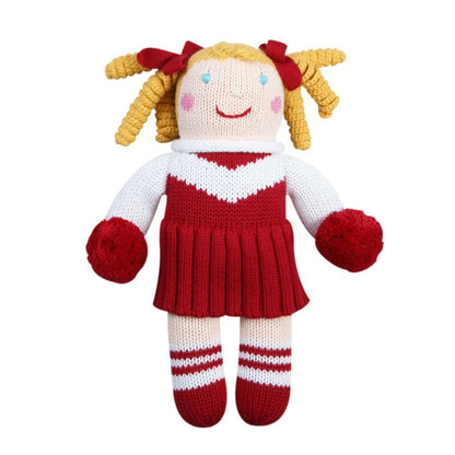Cheerleader Knit Dolls: Light Blue/White / 7" Rattle