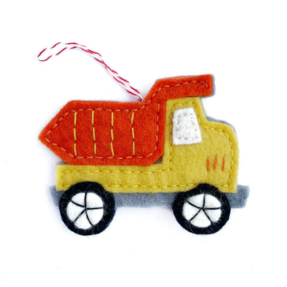 Dump Truck Felt Wool Christmas Ornament
