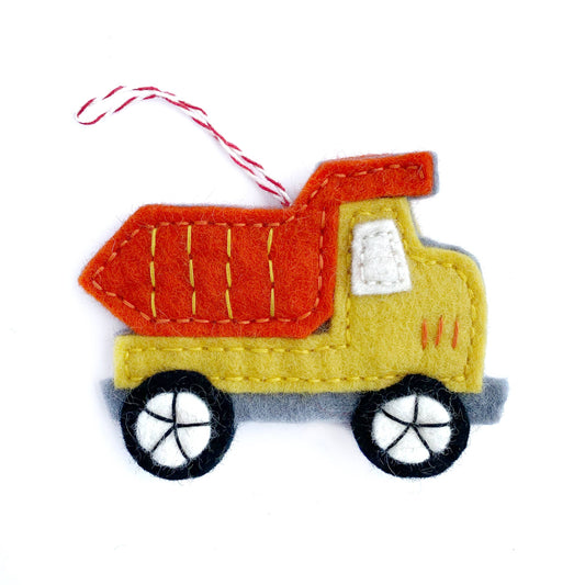 Dump Truck Felt Wool Christmas Ornament
