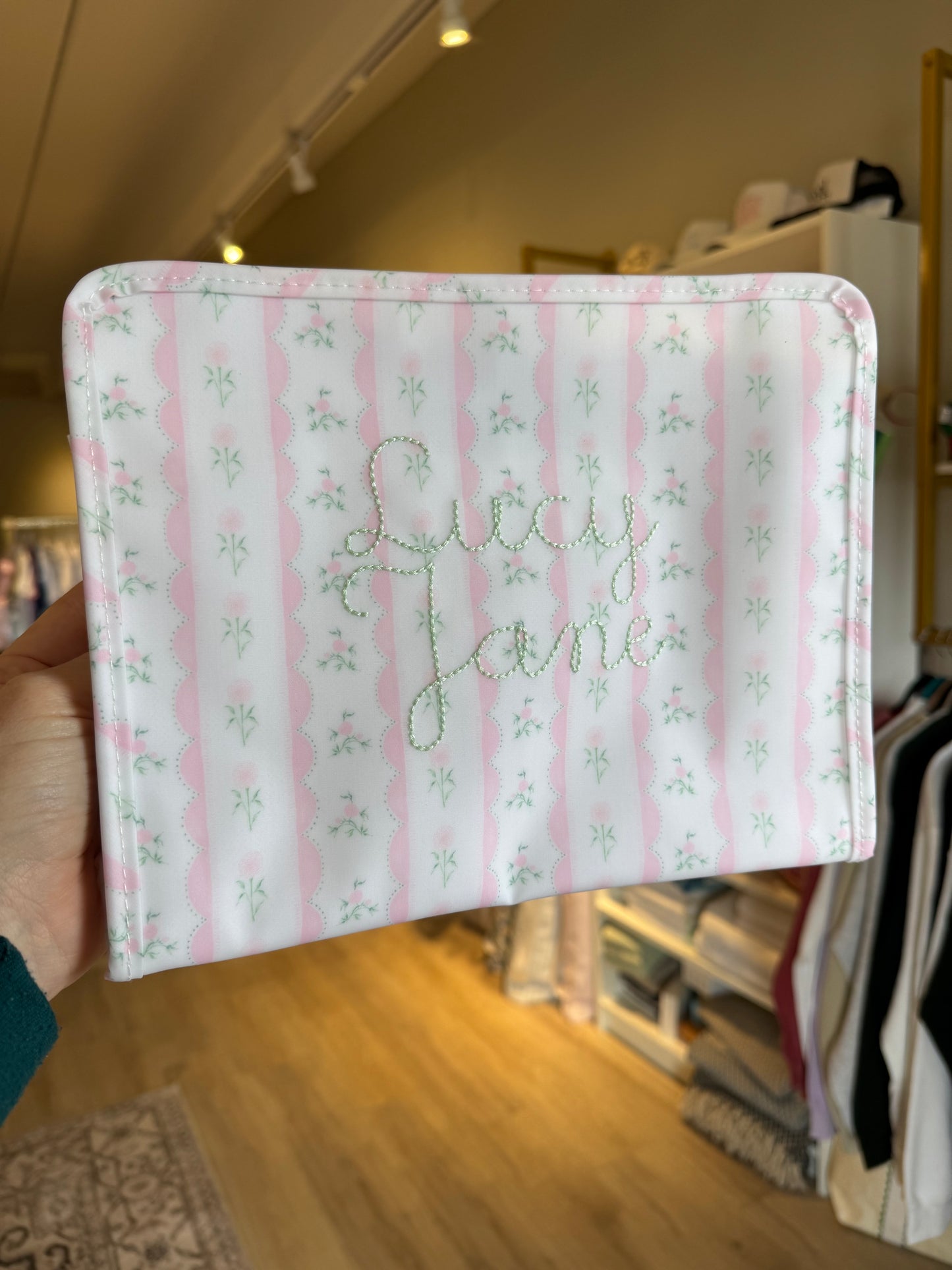 Large Roadie Zip Pouch - RIBBON FLORAL PINK by TRVL Designs