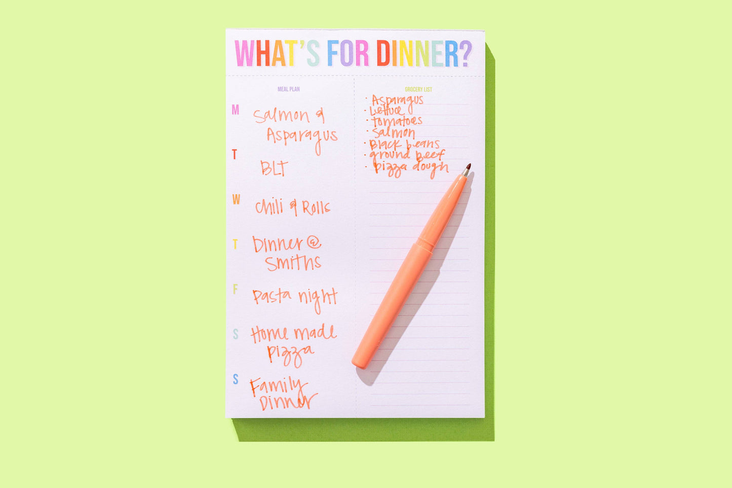Meal Planning Notepad - "What's for Dinner?" - 100 Sheets