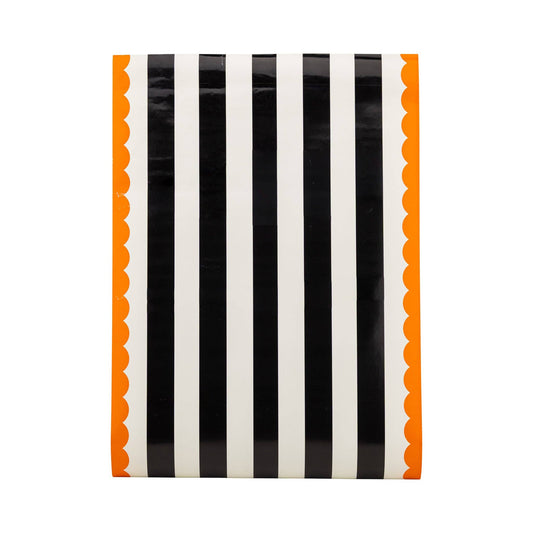 Orange and Black Striped Paper Table Runner