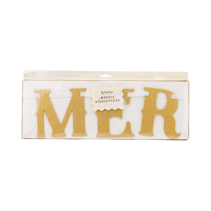 Merry Christmas Glitter Chipboard Banner