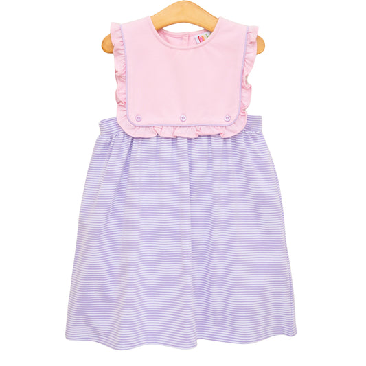 Amelia Dress- Pink and Lavender Stripe PREORDER ETA April
