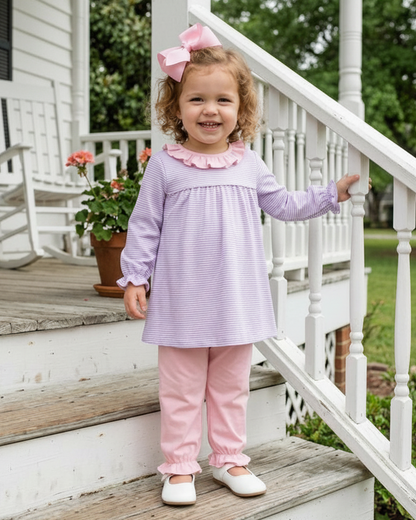 Audrey Bloomer Pants Set- Lavender Stripe/Light Pink (Fall Preorder ETA September)