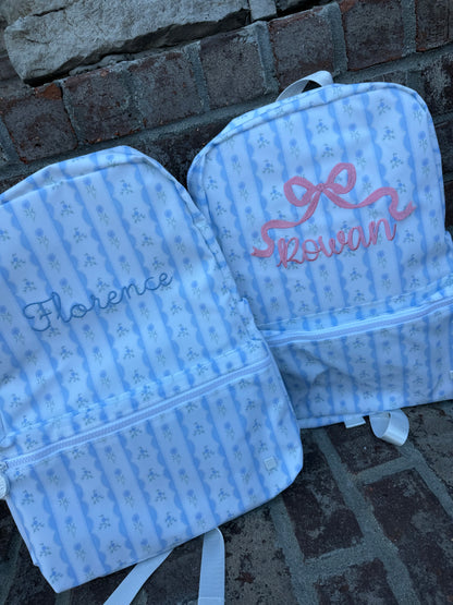BACKPACKER - Ribbon Floral Blue Backpack by TRVL Designs