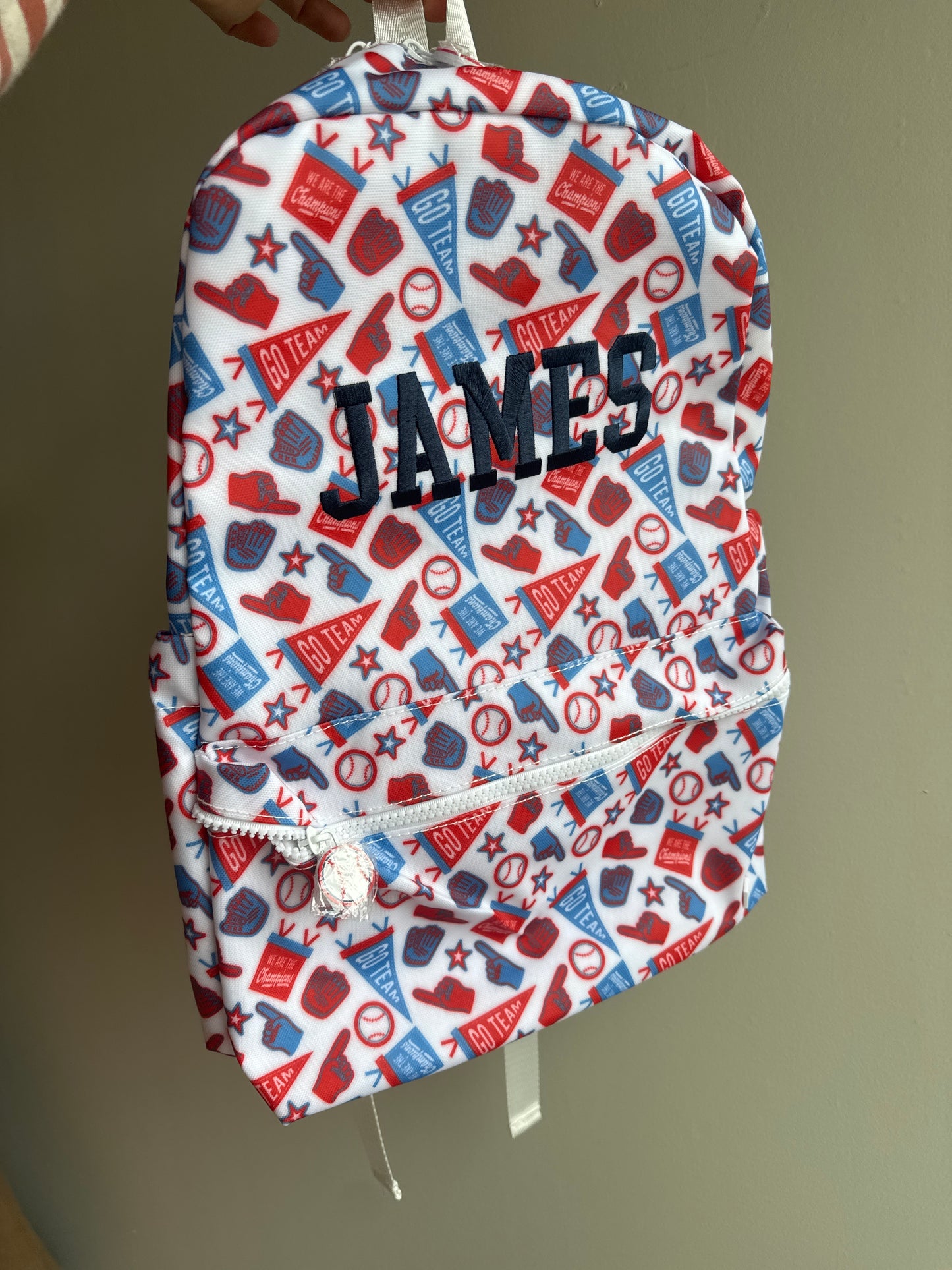 Backpacker - play ball by TRVL designs IMPERFECT - JAMES embroidery - crooked