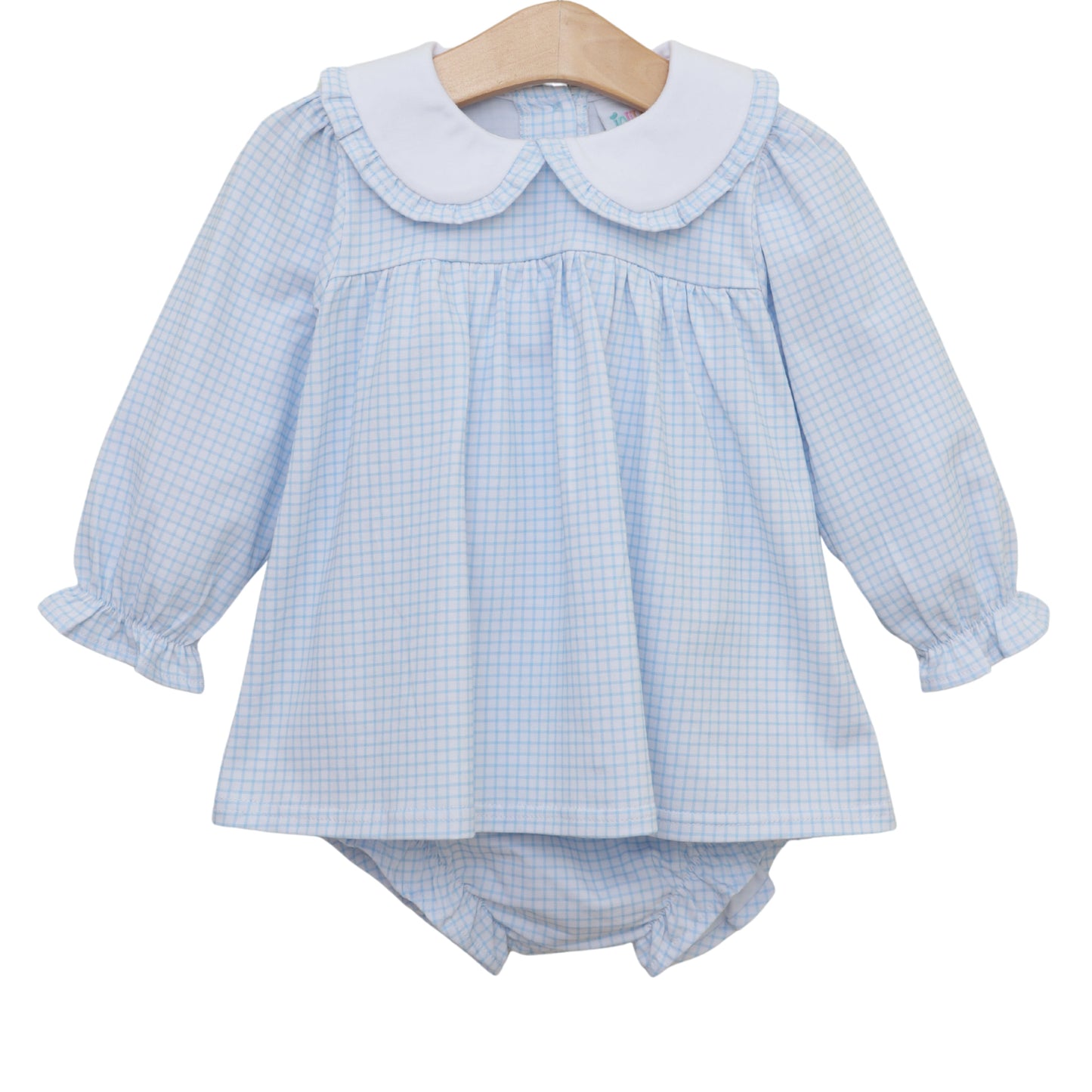 Catherine Diaper Set- Light Blue Windowpane (Fall Preorder ETA September)