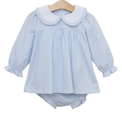Catherine Diaper Set- Light Blue Windowpane (Fall Preorder ETA September)
