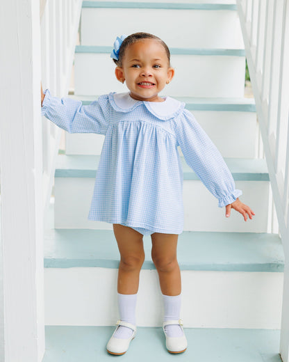 Catherine Diaper Set- Light Blue Windowpane (Fall Preorder ETA September)