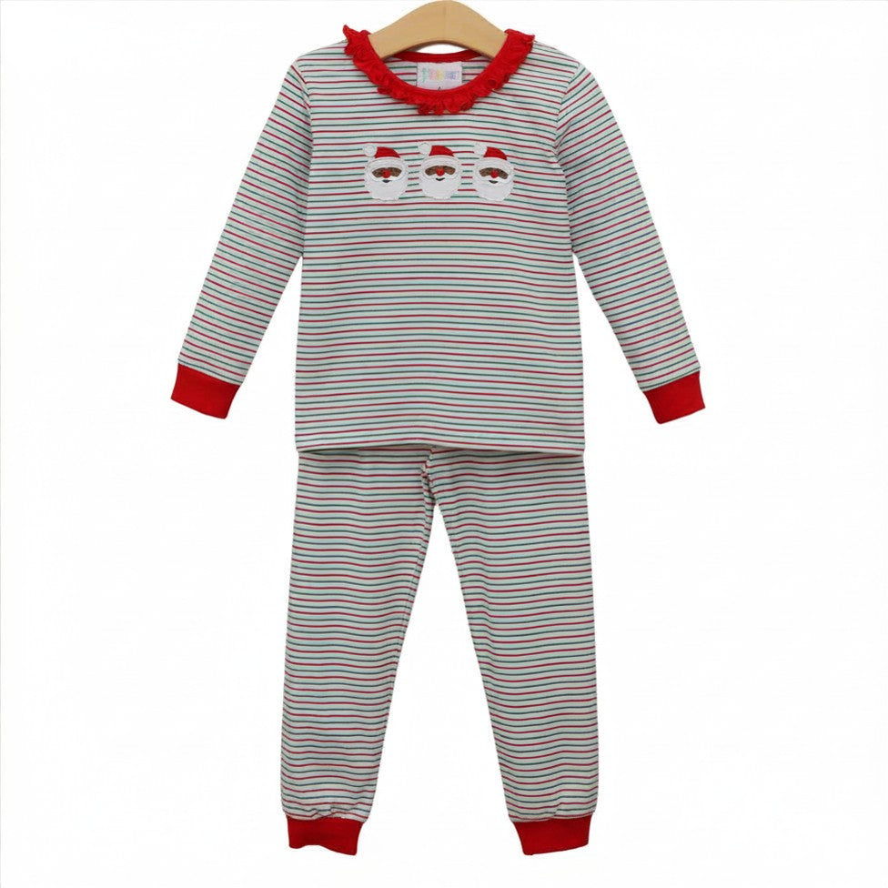Christmas Candy Stripe Dark Skin Santa Ruffle Set