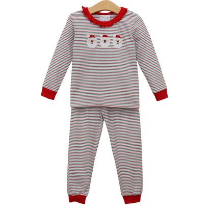 Christmas Candy Stripe Santa Ruffle Set