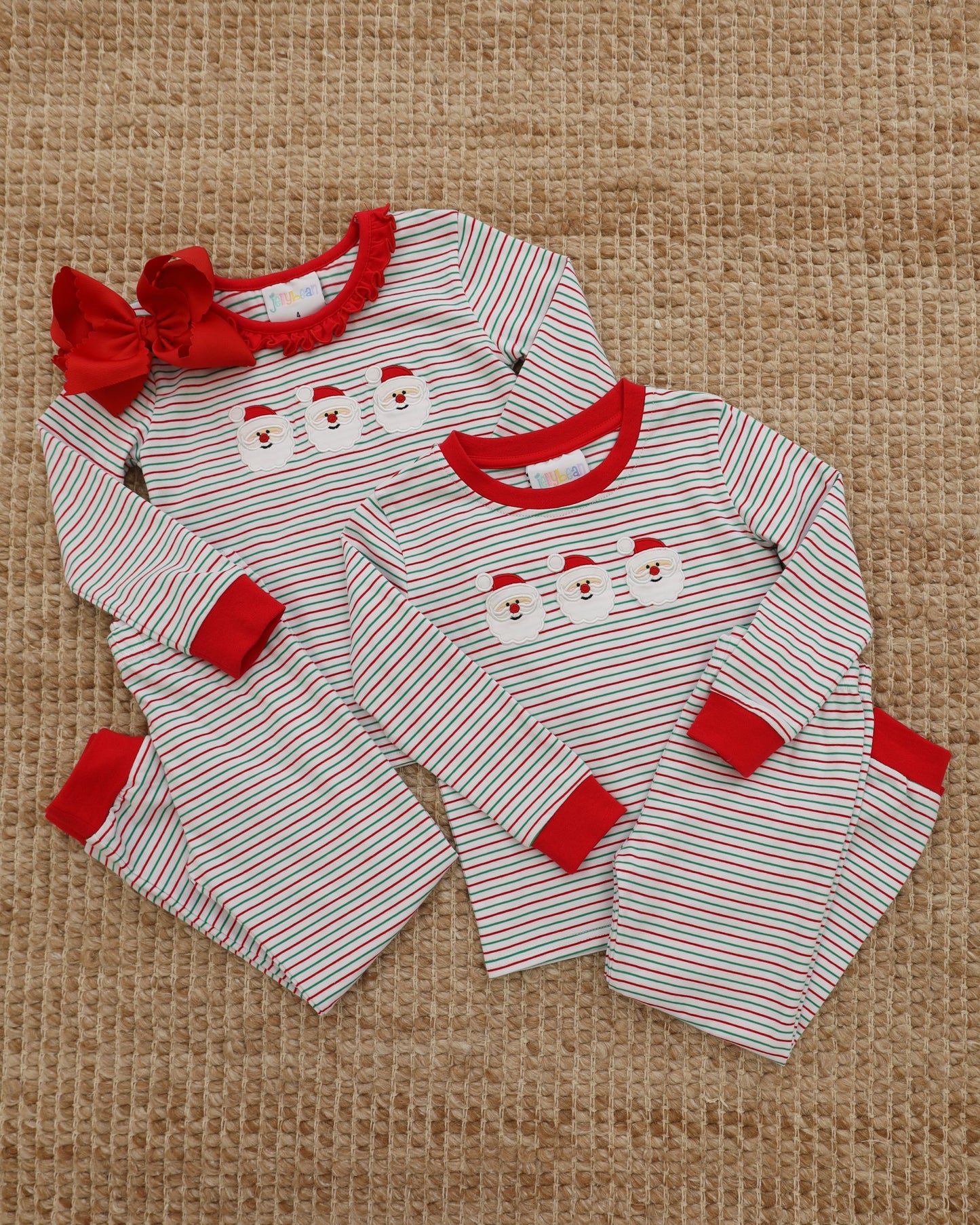 Christmas Candy Stripe Santa Ruffle Set