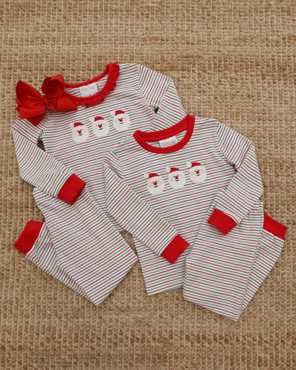 Christmas Candy Stripe Santa Ruffle Set