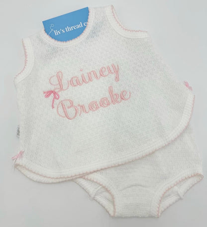 Paty Knit, 2 PC Sleeveless Diaper Set (PREORDER ETA April)