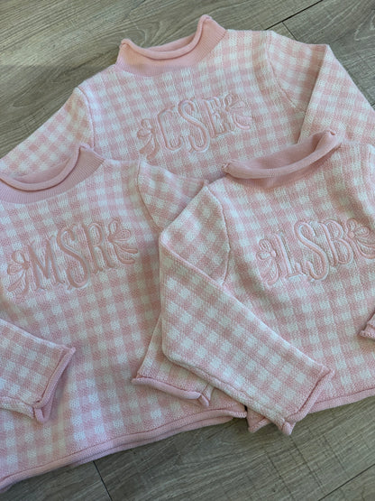 Gingham Roll-neck Sweater