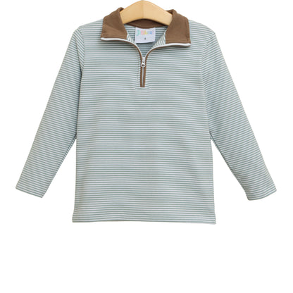 Evan Pullover- Dusty Sage Stripe/Light Brown (Fall Preorder ETA September)