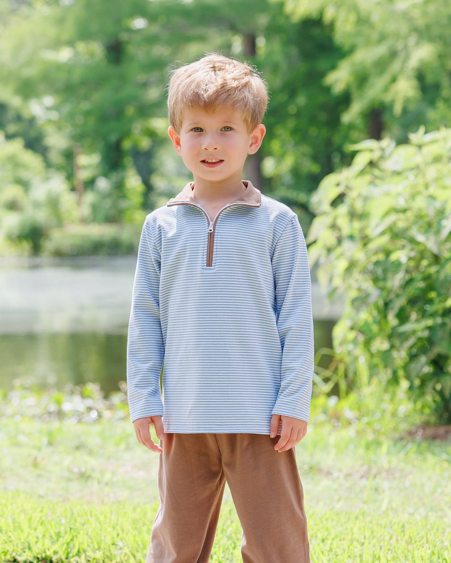 Evan Pullover- Dusty Sage Stripe/Light Brown (Fall Preorder ETA September)