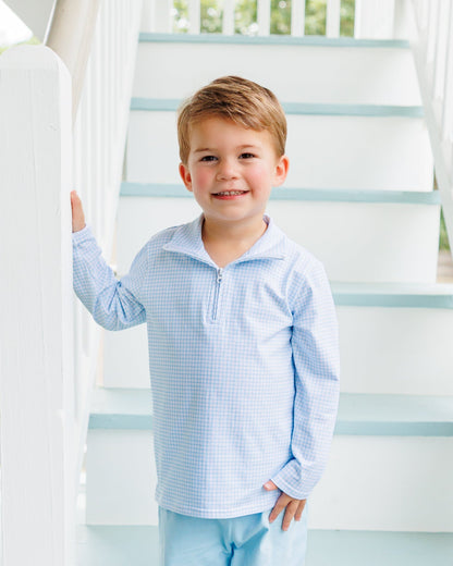 Evan Pullover- Light Blue Windowpane (Fall Preorder ETA September)