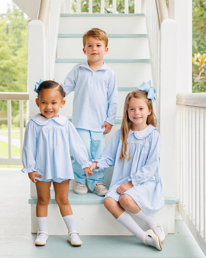 Evan Pullover- Light Blue Windowpane (Fall Preorder ETA September)