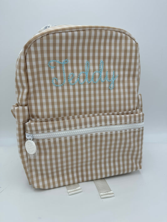 MINI BACKER - GINGHAM KHAKI Mini Backpack by TRVL Designs