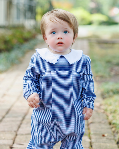 Henry Romper- Navy Stripe (Fall Preorder ETA September)