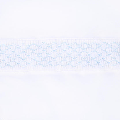 Magnolia Baby Light Blue Trim Smocked Footie