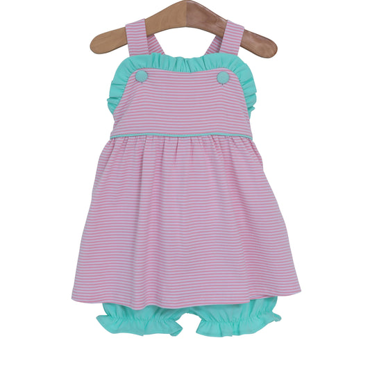 Lucy Bloomer Set- Light Pink Stripe and Mint