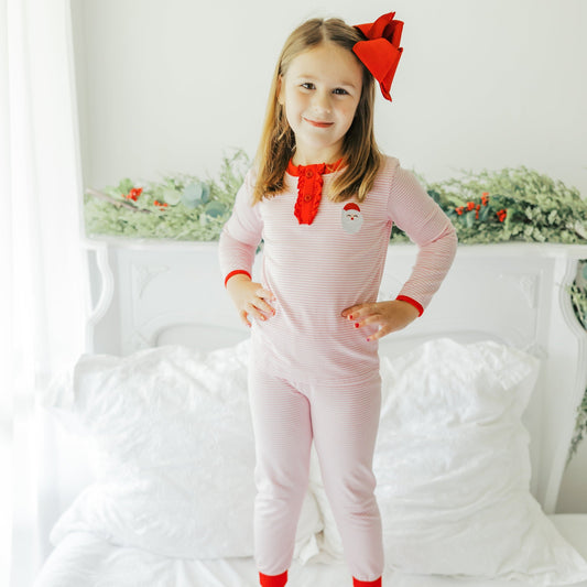 Santa Embroidery Ruffe Pants Set