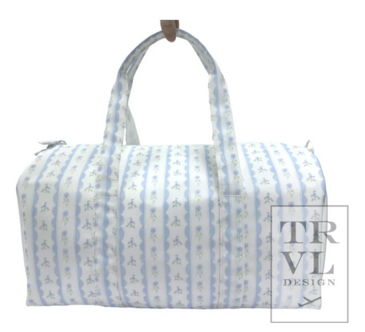 WEEKENDER Duffel Bag - Ribbon Floral Blue by TRVL Design