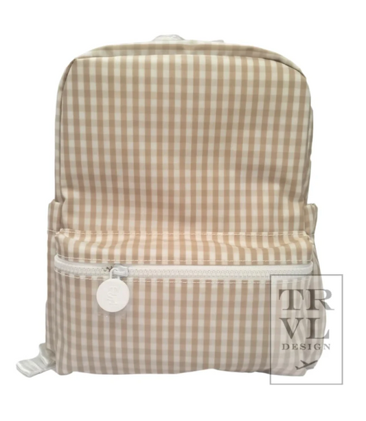 MINI BACKER - GINGHAM KHAKI Mini Backpack by TRVL Designs