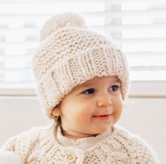 Natural Garter Stitch Beanie Baby & Kids