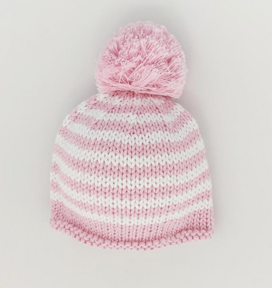 Newborn Baby Pink Pom Pom Beanie Hat