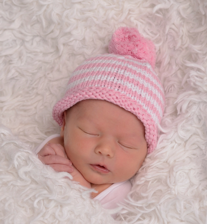 Newborn Baby Pink Pom Pom Beanie Hat