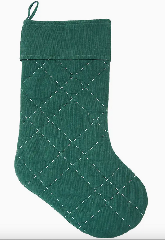 Solid Green Quilted Stocking