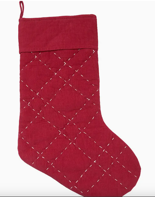 Solid Red Quilted Stocking