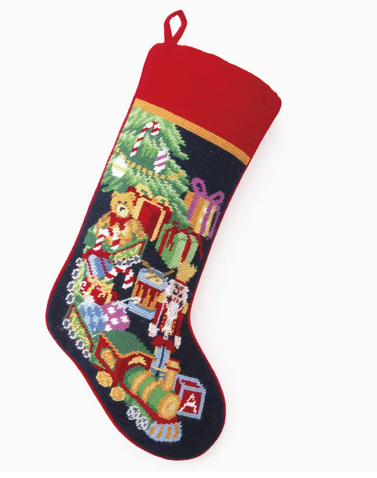 Toy Train Needlepoint Stocking
